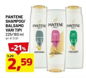 DPiù Pantene shampoo/ balsamo vari tipi offerta