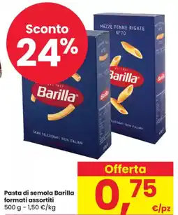 Eurospar Pasta di semola Barilla formati assortiti offerta