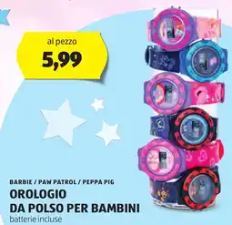 ALDI BARBIE / PAW PATROL / PEPPA PIG Orologio da polso per bambini offerta