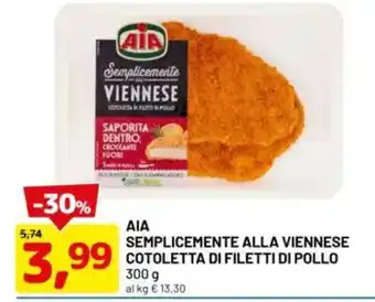 DPiù Δια semplicemente alla viennese cotoletta di filetti di pollo offerta