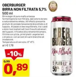 DPiù Oberburger birra non filtrata 5,7% offerta