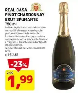 DPiù Real casa pinot chardonnay brut spumante offerta