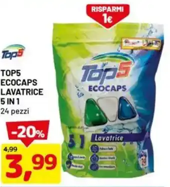 DPiù Top5 ecocaps lavatrice 5 in 1 24 pezzi offerta