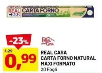 DPiù Real casa carta forno natural maxi formato 20 fogli offerta