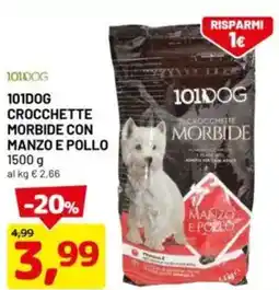 DPiù 101dog crocchette morbide con manzo e pollo offerta