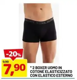 DPiù 2 boxer uomo in cotone elasticizzato con elastico esterno offerta