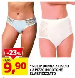 DPiù 5 slip donna 3 liscio + 2 pizzo in cotone elasticizzato offerta