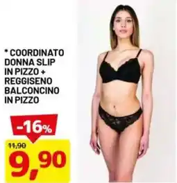 DPiù Coordinato donna slip in pizzo + reggiseno balconcino in pizzo offerta