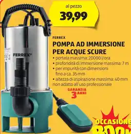 ALDI Ferrex pompa ad immersione per acque scure offerta