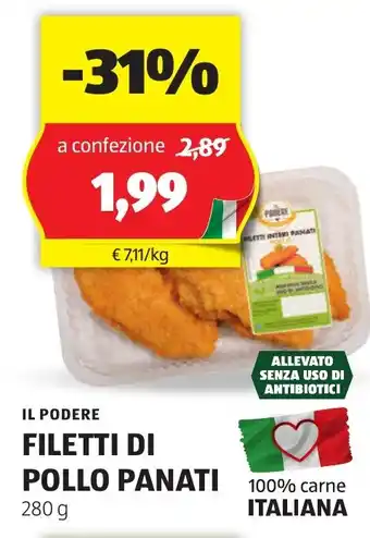 ALDI Il podere filetti di pollo panati offerta