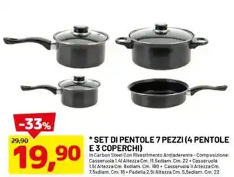 DPiù Set di pentole 7 pezzi (4 pentole e 3 coperchi) offerta