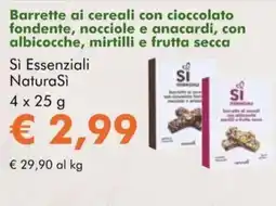 NaturaSì Barrette ai cereali con cioccolato fondente Sì Essenziali Natura Si offerta