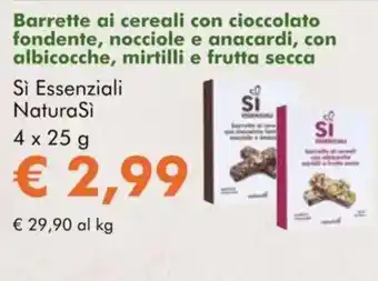 NaturaSì Barrette ai cereali con cioccolato fondente Sì Essenziali Natura Si offerta