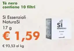 NaturaSì Tè nero contiene 10 filtri Sì Essenziali NaturaSi offerta