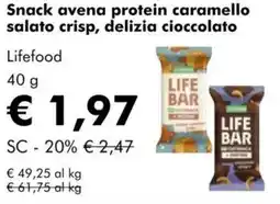 NaturaSì Snack avena protein caramello salato crisp, delizia cioccolato Lifefood offerta