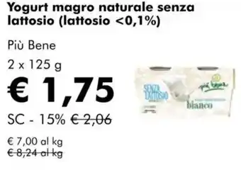 NaturaSì Yogurt magro naturale senza lattosio (lattosio <0,1%) Più Bene offerta