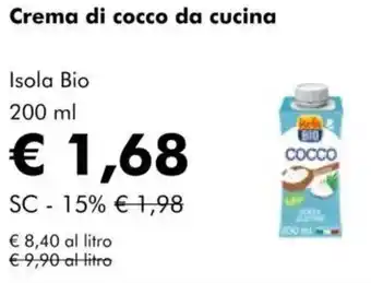 NaturaSì Crema di cocco da cucina Isola Bio offerta