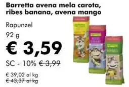 NaturaSì Barretta avena mela carota, ribes banana, avena mango Rapunzel offerta