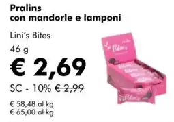 NaturaSì Pralins con mandorle e lamponi Lini's Bites offerta