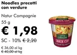 NaturaSì Noodles precotti con verdure Natur Compagnie offerta