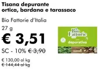 NaturaSì Tisana depurante ortica, bardana e tarassaco Bio Fattorie d'Italia offerta