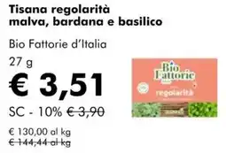 NaturaSì Tisana regolarità malva, bardana e basilico Bio Fattorie d'Italia offerta