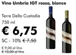 NaturaSì Vino Umbria IGT rosso, bianco Terre Della Custodia offerta