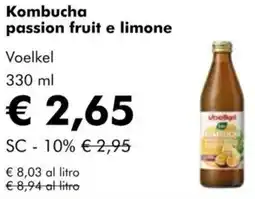 NaturaSì Kombucha passion fruit e limone Voelkel offerta