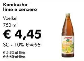 NaturaSì Kombucha lime e zenzero Voelkel offerta