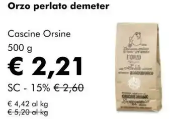 NaturaSì Orzo perlato demeter Cascine Orsine offerta