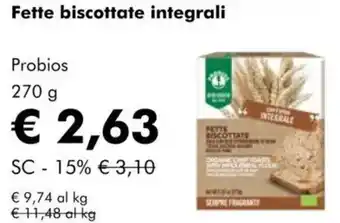 NaturaSì Fette biscottate integrali Probios offerta