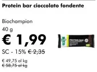 NaturaSì Protein bar cioccolato fondente Biochampion offerta