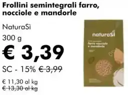 NaturaSì Frollini semintegrali farro, nocciole e mandorle NaturaSi offerta