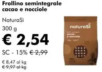 NaturaSì Frollino semintegrale cacao e nocciole Natura Si offerta