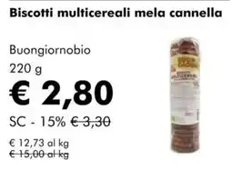 NaturaSì Biscotti multicereali mela cannella Buongiornobio offerta