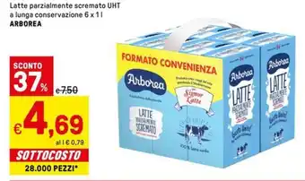 Iper La Grande Latte parzialmente scremato uht a lunga conservazione ARBOREA offerta