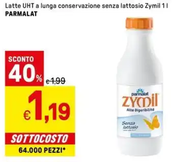 Iper La Grande Latte uht a lunga conservazione senza lattosio zymil  PARMALAT offerta