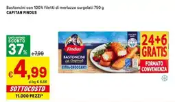 Iper La Grande Bastoncini con 100% filetti di merluzzo surgelati CAPITAN FINDUS offerta