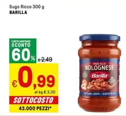 Iper La Grande Sugo Ricco BARILLA offerta