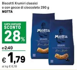 Iper La Grande Biscotti Krumiri classici o con gocce di cioccolato MOTTA offerta