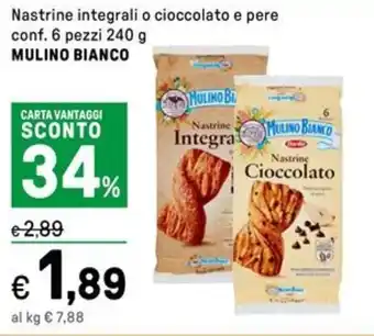 Iper La Grande Nastrine integrali o cioccolato e pere offerta