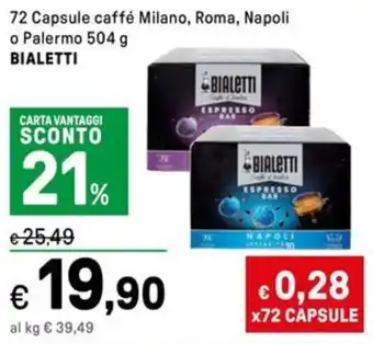 Iper La Grande 72 Capsule caffé Milano, Roma, Napoli o Palermo BIALETTI offerta