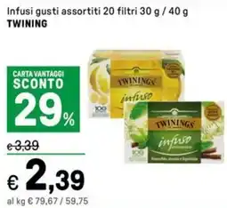 Iper La Grande Infusi gusti assortiti 20 Infusi gusti assortiti 20 filtri 30 g / 40g TWINING TWINING offerta