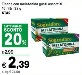 Iper La Grande Tisane con melatonina gusti assortiti STAR offerta