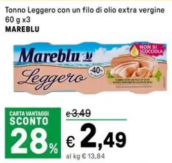 Iper La Grande Tonno Leggero con un filo di olio extra vergine MAREBLU offerta