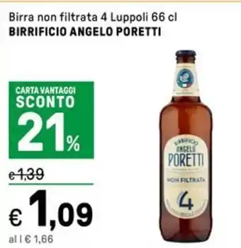 Iper La Grande Birra non filtrata 4 Luppoli BIRRIFICIO ANGELO PORETTI offerta