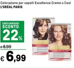 Iper La Grande Colorazione per capelli Excellence Creme o Cool L'ORÉAL PARIS offerta