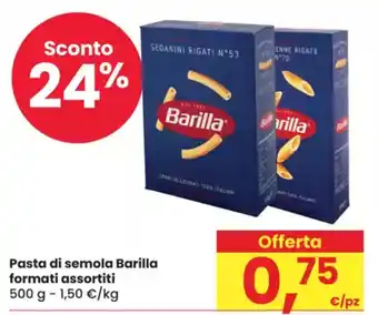 Eurospar Pasta di semola Barilla formati assortiti offerta