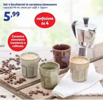 In'S Mercato Set 4 bicchierini in ceramica stoneware offerta