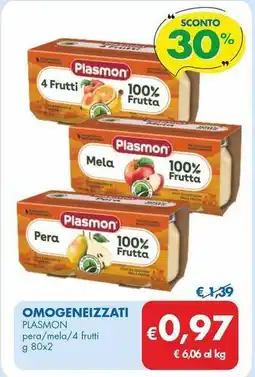 MD Discount Omogeneizzati PLASMON pera/mela/4 frutti offerta